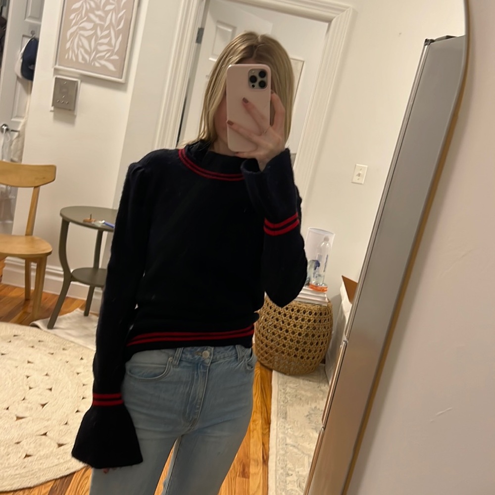 Sandro navy and red wool sweater 🤍